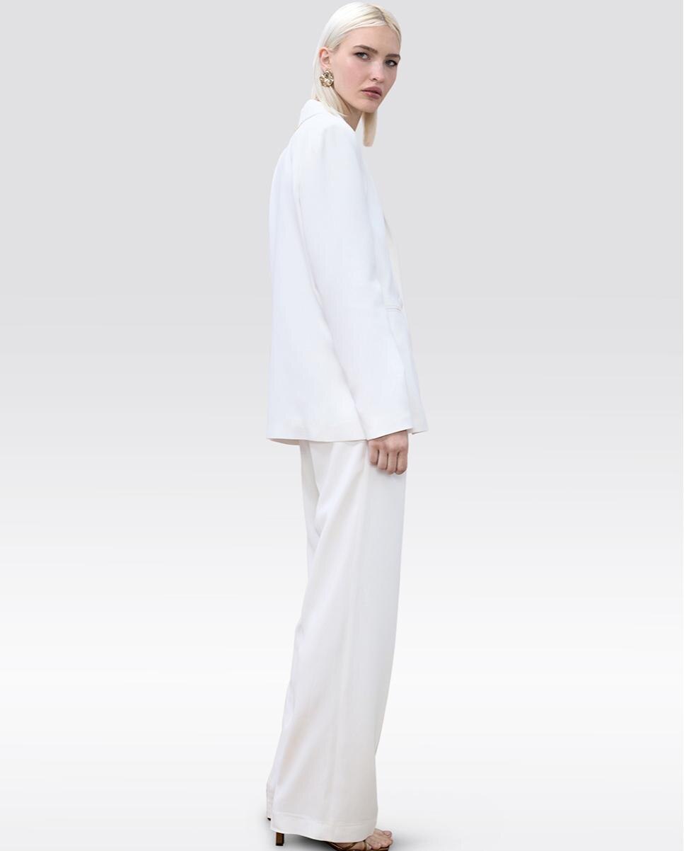 Blazer Ajustado com Fecho de Botões Branco-6