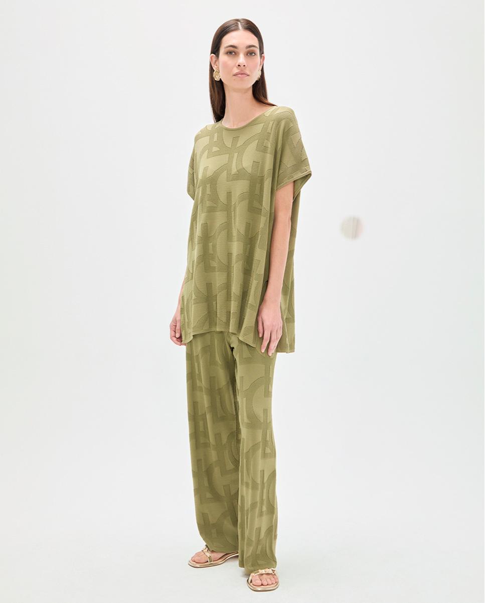 Camisola Leve Jaquard Caqui-2