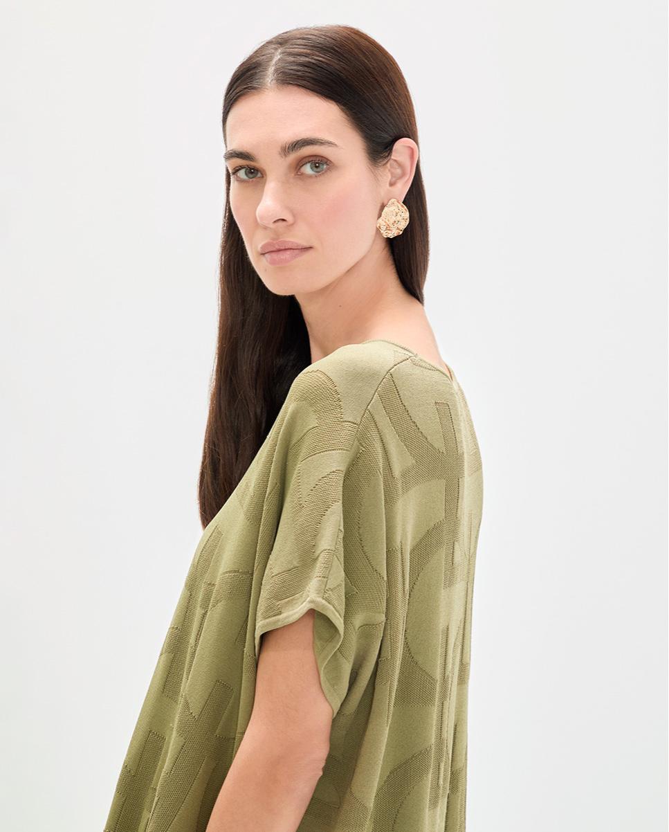 Camisola Leve Jaquard Caqui-5