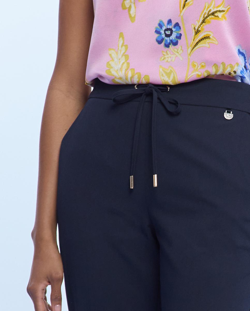 Calças Jogger com Bolsos e Cordão de Ajuste Azul-marinho-2