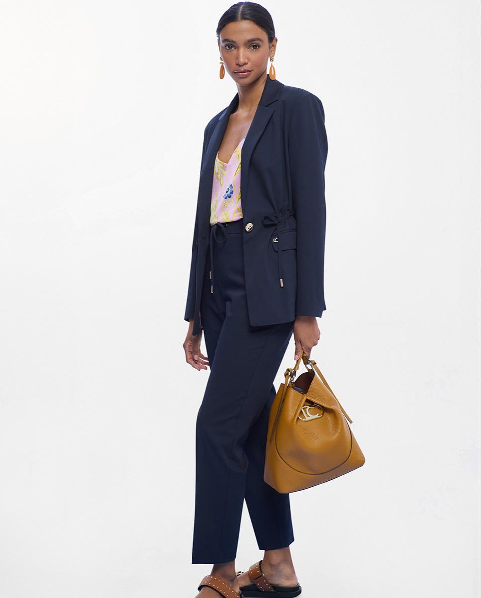Calças Jogger com Bolsos e Cordão de Ajuste Azul-marinho-4