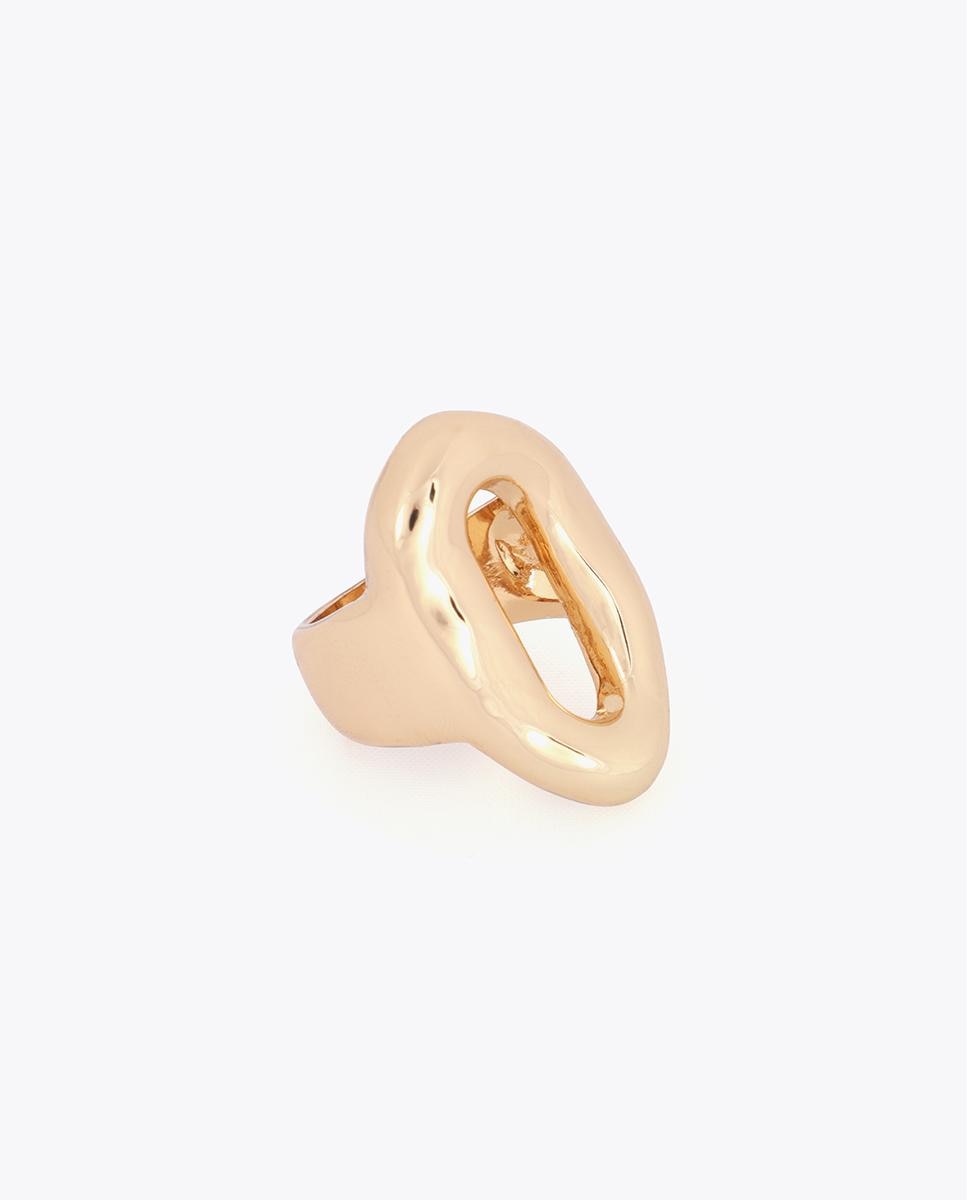 Anel Liso Metálico Elo Relevo Dourado-2