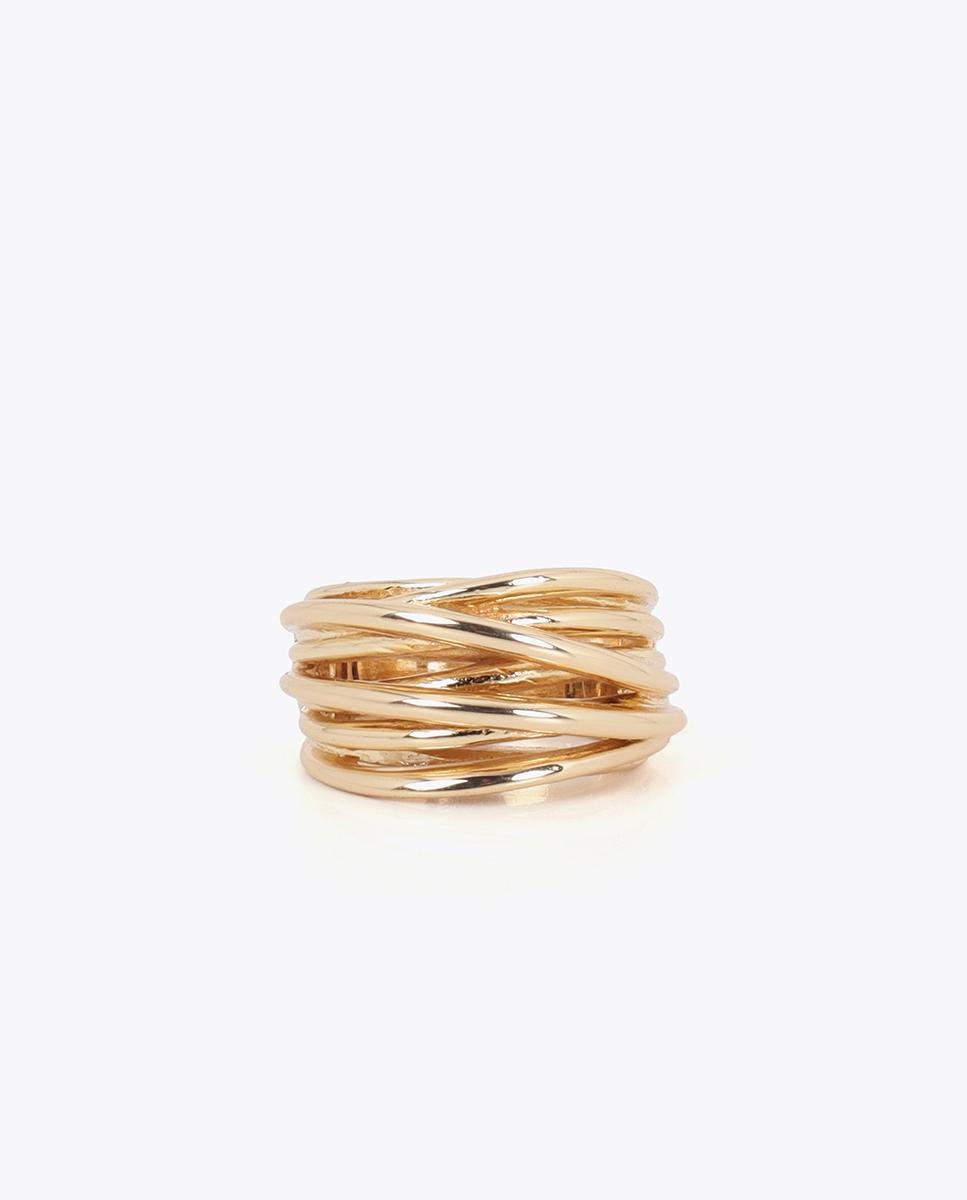 Anel Aros Entrelaçados Dourado-1