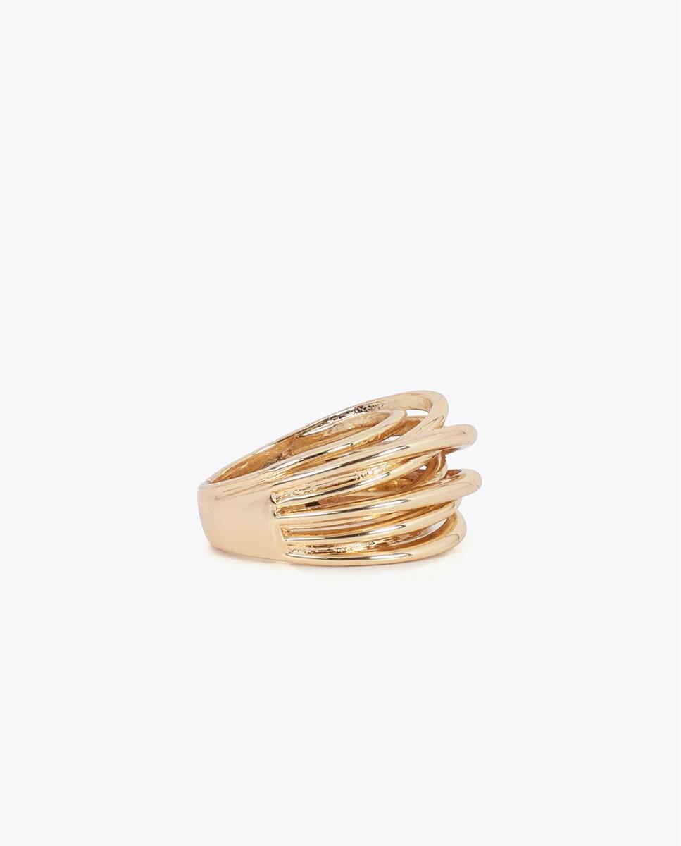 Anel Aros Entrelaçados Dourado-3