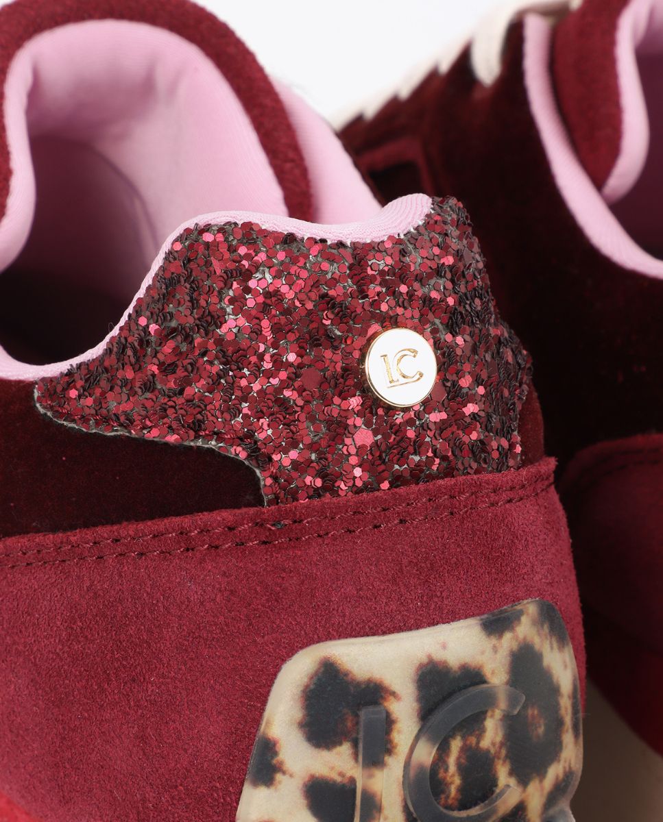 Sapatilhas Desportivas com Plataforma Personalizada em Combinação de Materiais e Pele Vermelho-4