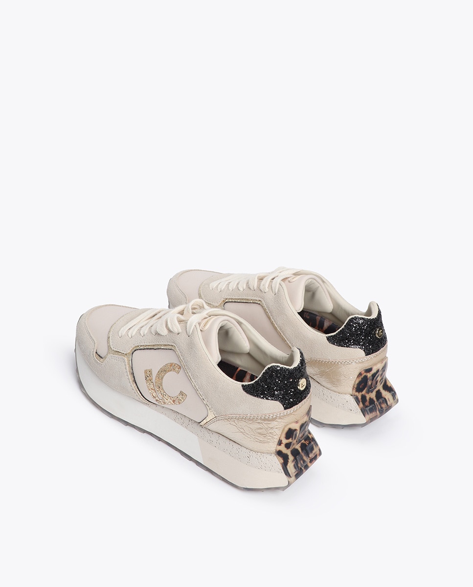 Sapatilhas Desportivas Combinadas em Diferentes Materiais e Pele Branco-3