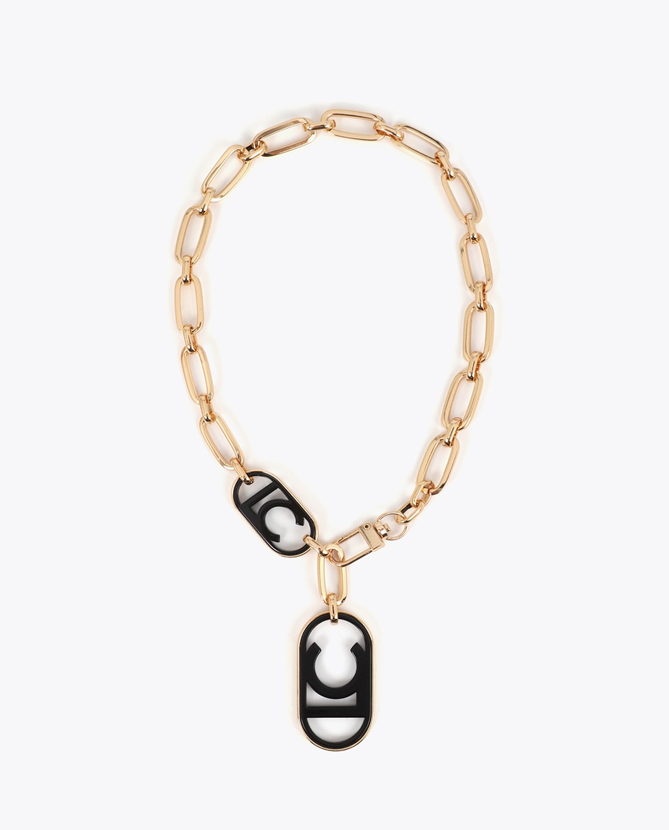 Imagem 0 de Colar de Corrente com Fecho Frontal e Charm com Logo Ovalado