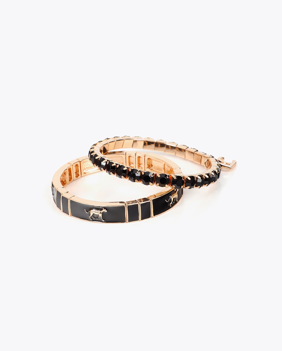 Conjunto de Pulseiras Elásticas Lacado Personalizado Preto-2