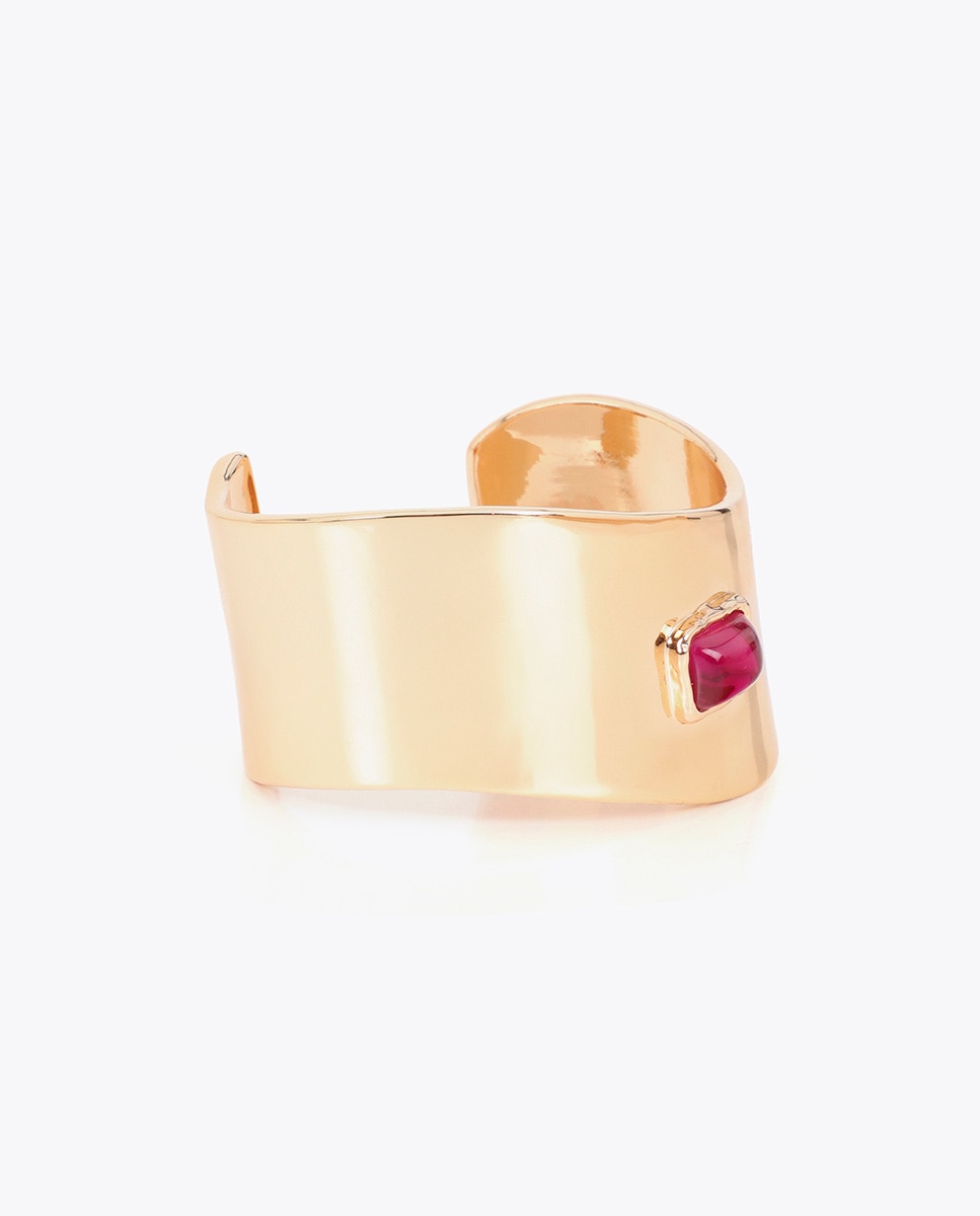Bracelete Forma Irregular com Cristais Multicolor Rosa-2