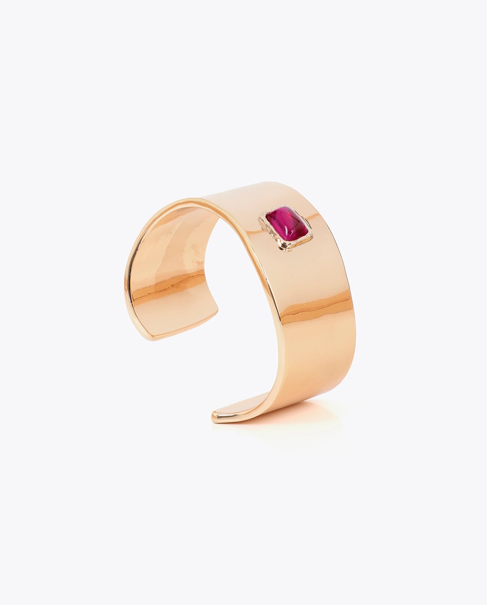 Bracelete Forma Irregular com Cristais Multicolor Rosa-4