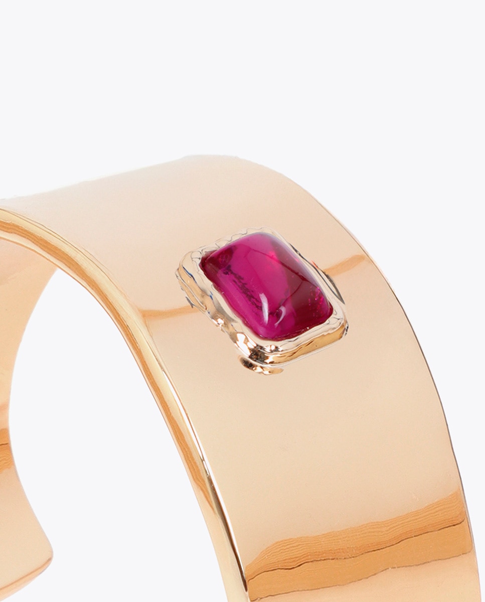 Bracelete Forma Irregular com Cristais Multicolor Rosa-5