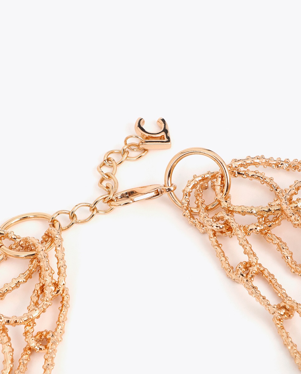 Colar Multicadeia Textura Ouro-4