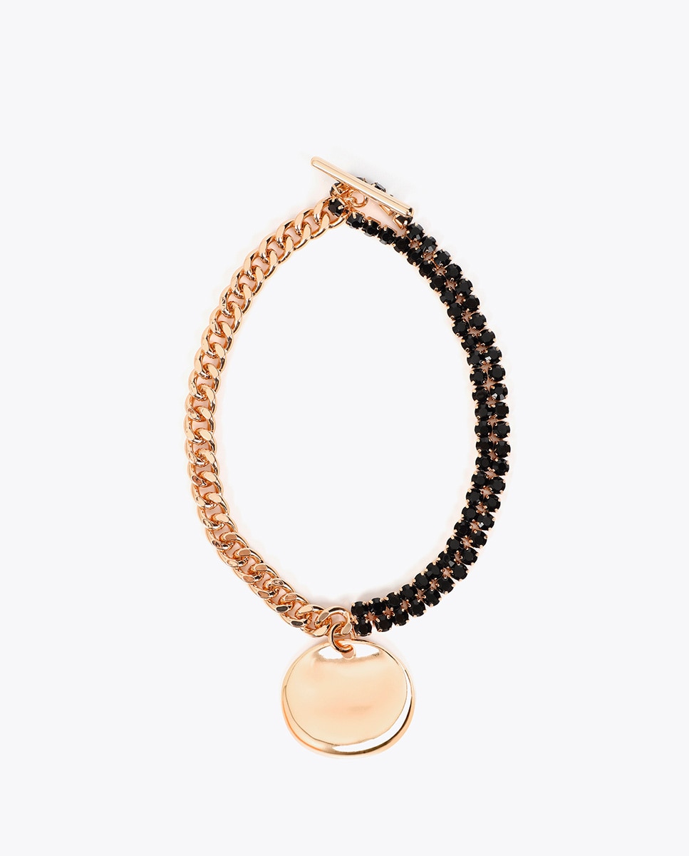 Imagem 0 de Colar Combinado Dourado e Pedras Pretas