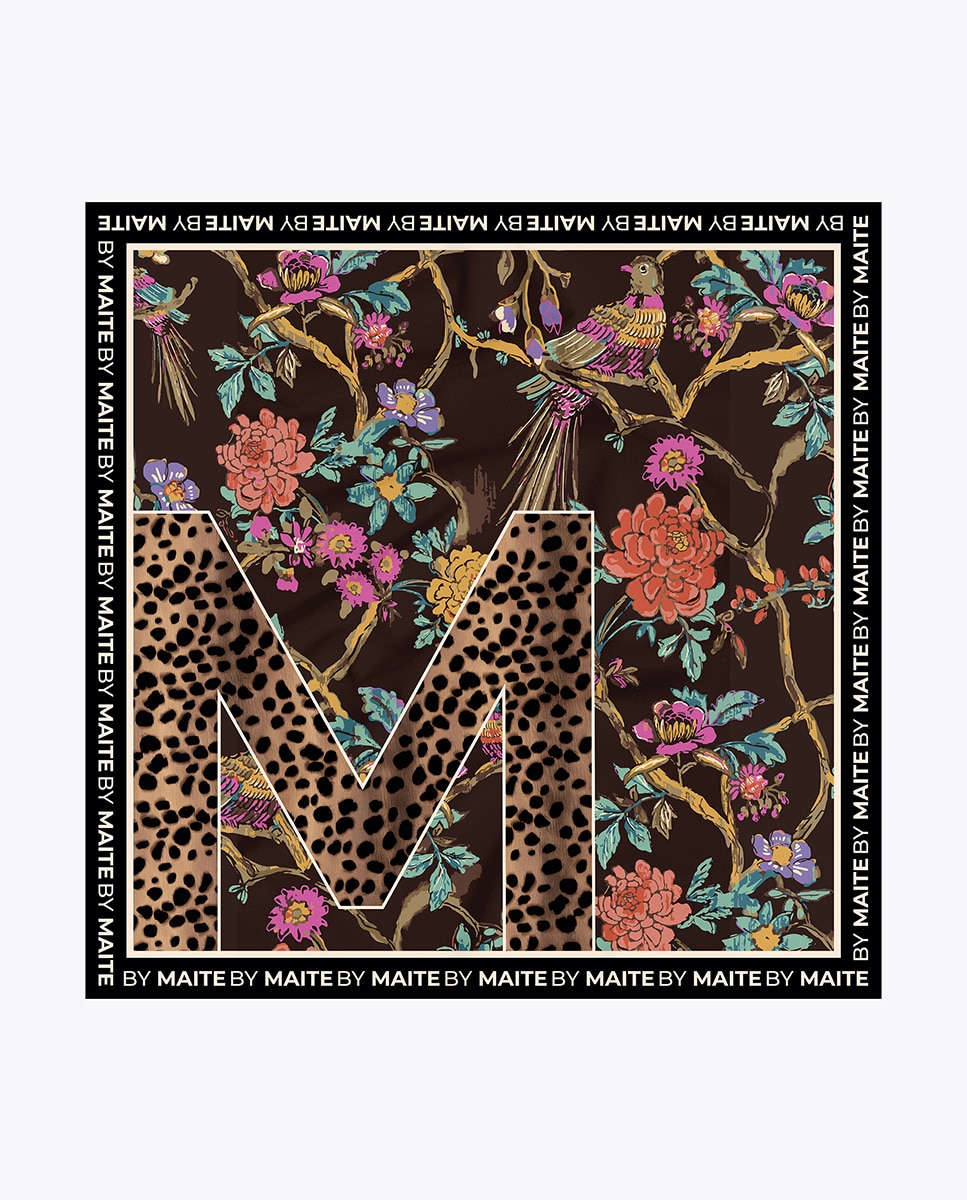 Imagem 0 de Lenço Quadrado M com Estampado Floral 90x90cm