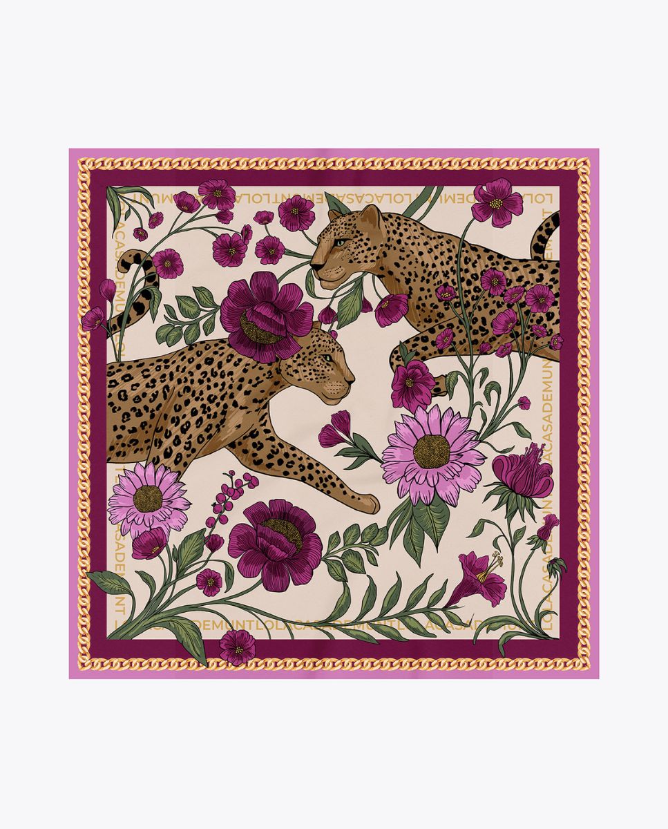 Imagem 0 de Lenço Tigres e Flores 55x55cm