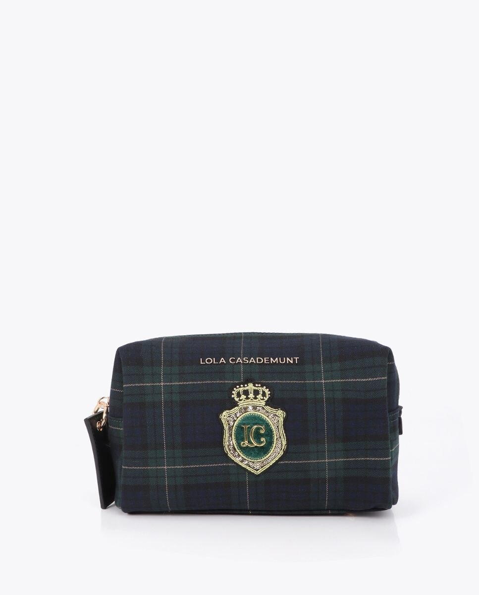 Imagem 0 de Necessaire em Tecido Aos Quadrados com Patch de Logo Bordado