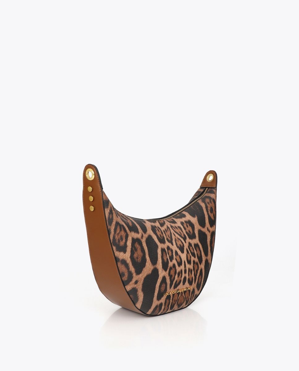 Mala a Tiracolo Animal Print com Alça Logo Perfurada Acácia / Castanho-2