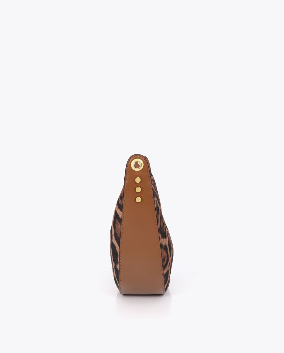 Mala a Tiracolo Animal Print com Alça Logo Perfurada Acácia / Castanho-5