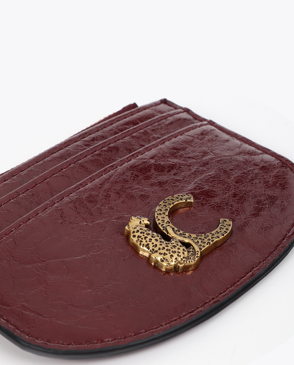 Porta-cartões Efeito Crocodilo Vermelho-5
