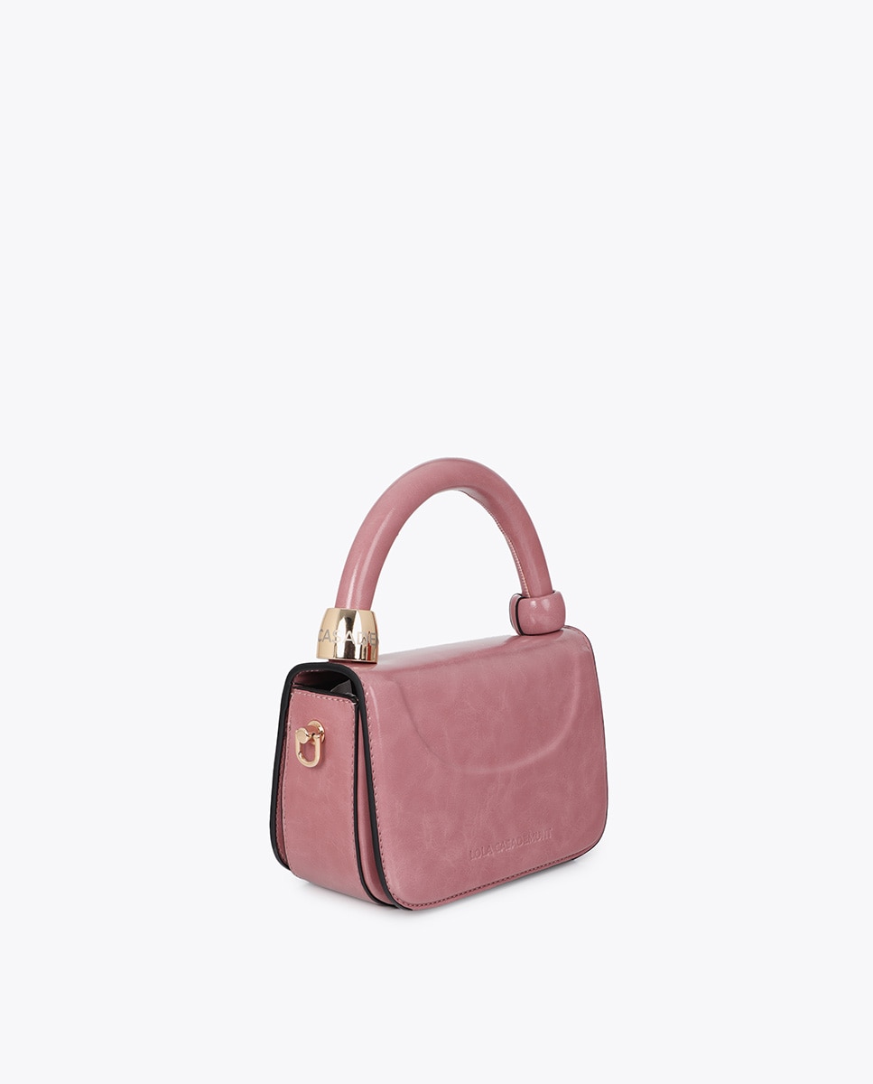 Mala a Tiracolo Mini com Detalhe de Aro Metálico Rosa-2