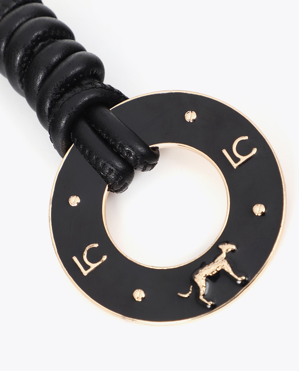 Porta-chaves com Nó e Peça Lacada com Leopardos e Lc Preto-4