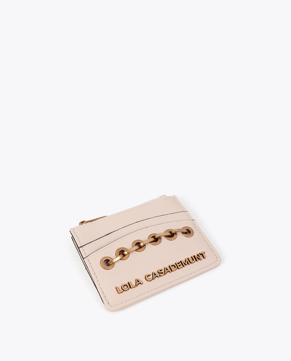 Porta-cartões Efeito Pele com Ilhós Branco-2