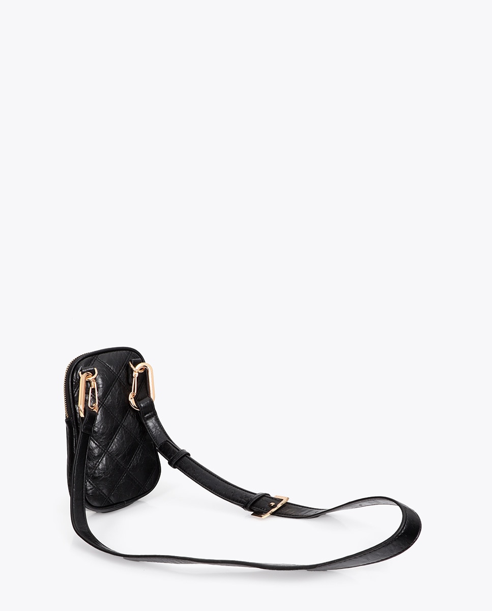 Mala para Telemóvel Acolchoada com Duplo Pesponto e Puxador Tubular Preto-2
