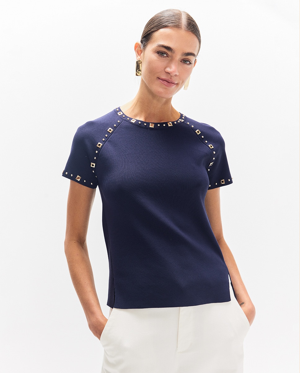 Imagem 0 de T-shirt com Tachas Redondas e Quadradas