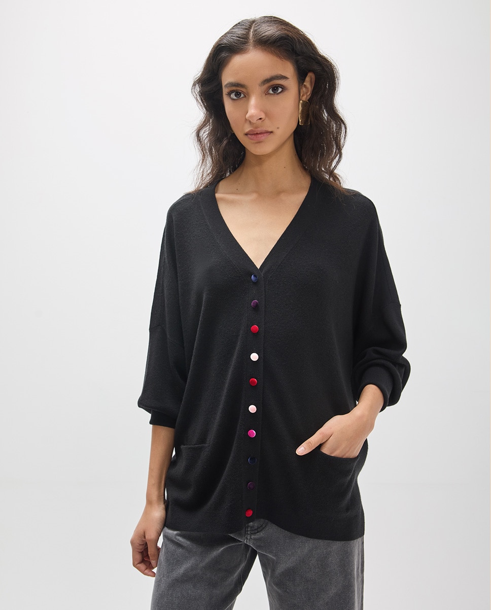 Imagem 0 de Cardigan Oversize com Botões Multicolor