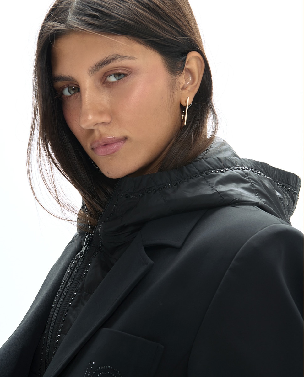 Blazer Técnico com Colete Acolchoado Interior Preto-3