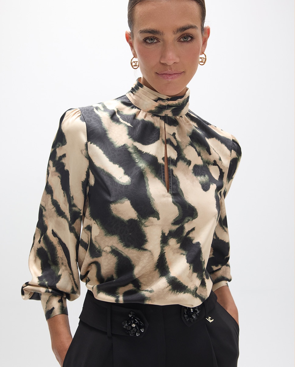 Blusa com Print Mármore Multicolor-2