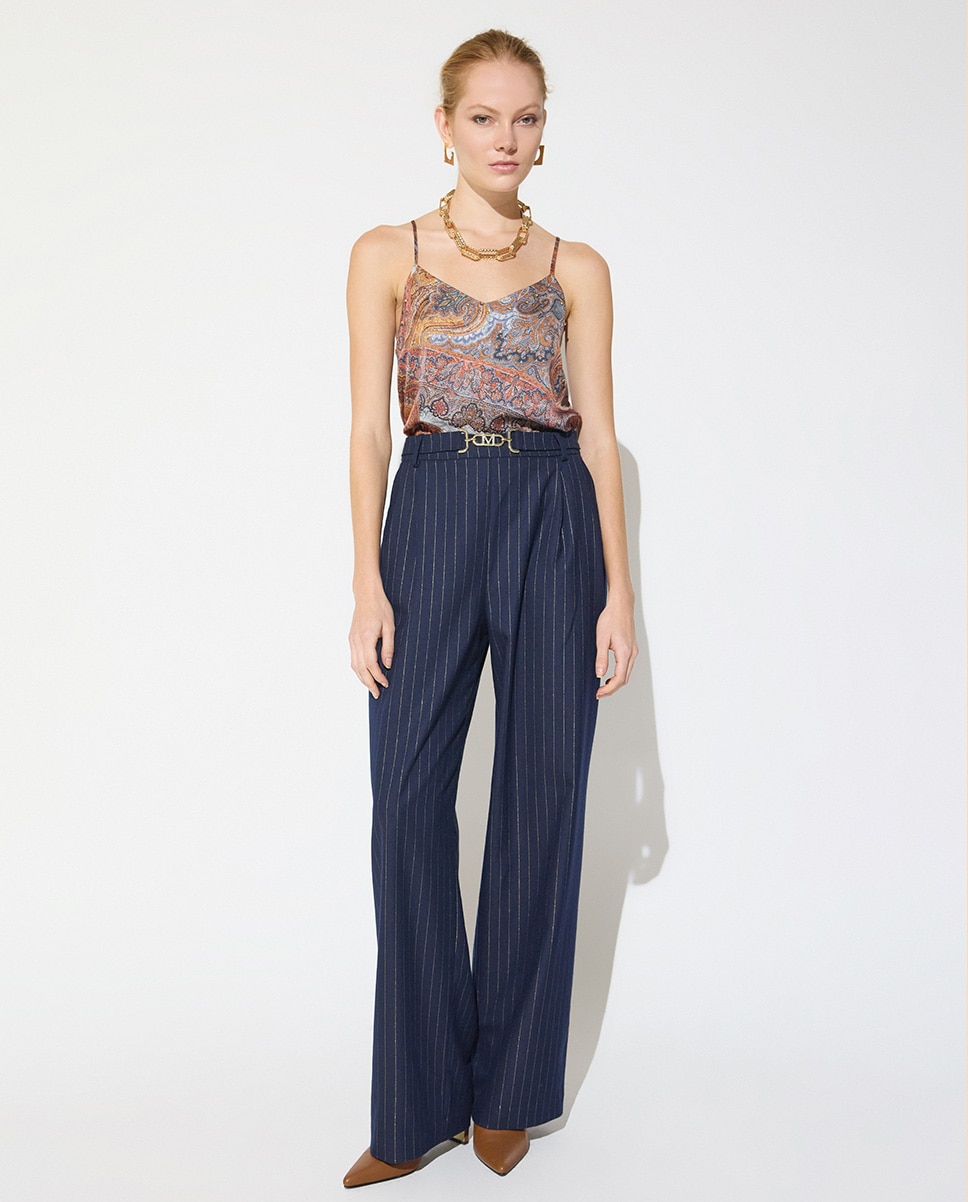 Top de Alça Fina com Studs Dourados Multicolor-5
