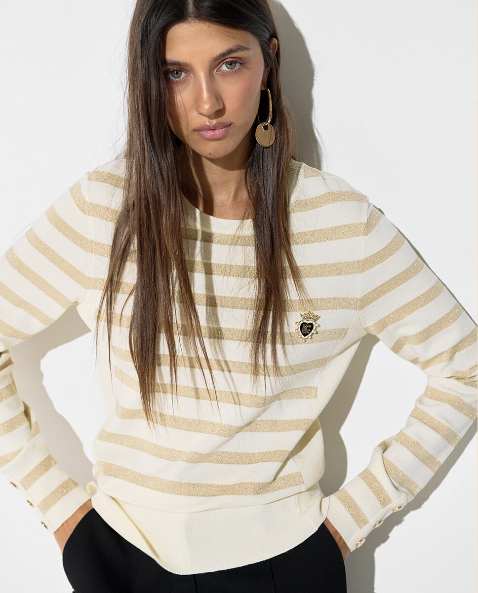 Imagem 0 de Camisola Às Riscas em Lurex e Pin
