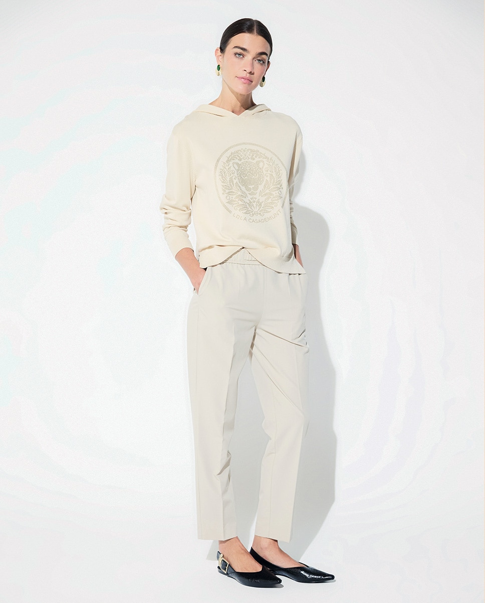 Camisola com Capuz Rosco Tachas Natural-4