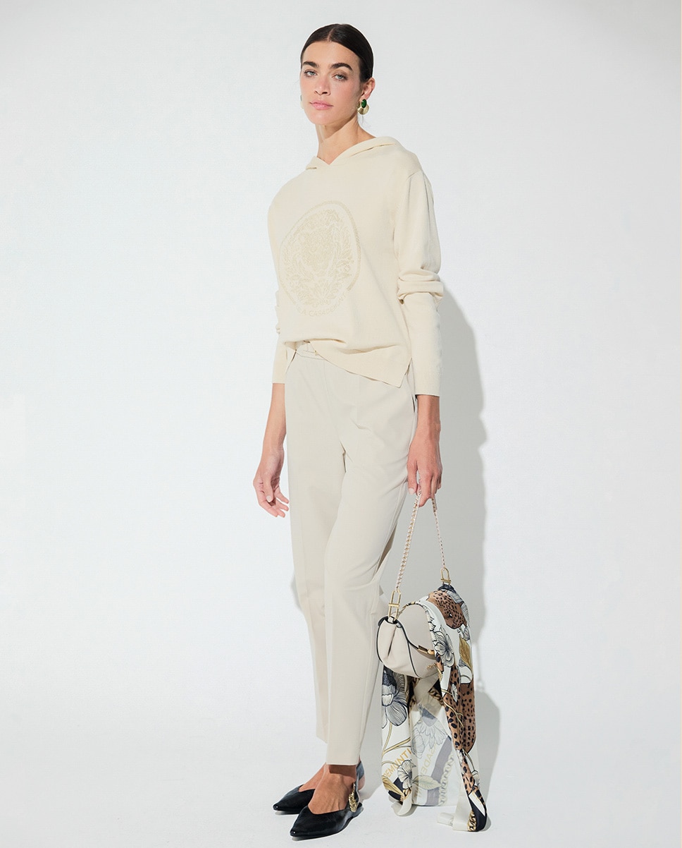 Camisola com Capuz Rosco Tachas Natural-5
