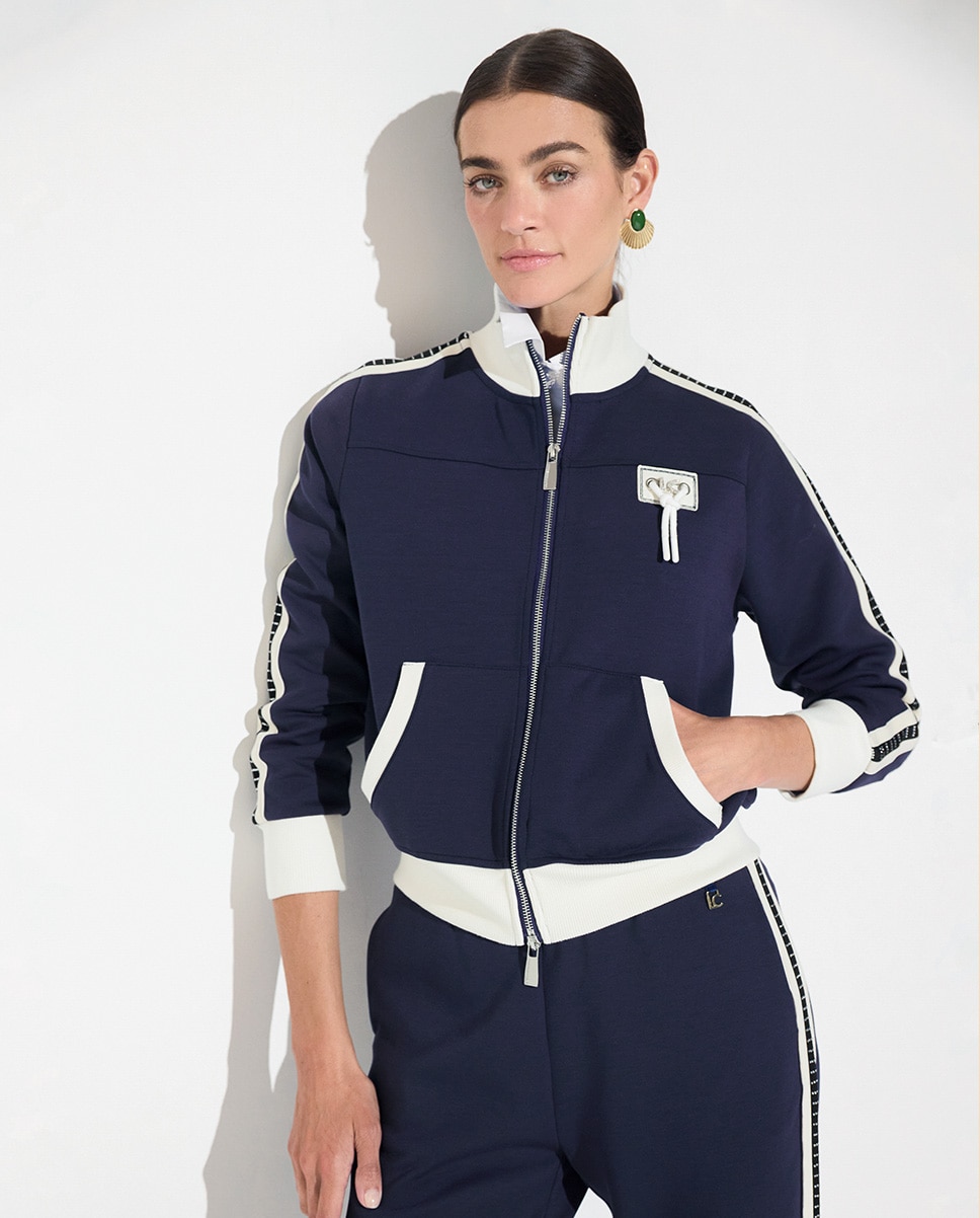 Imagem 0 de Sweatshirt com Bandas Laterais Bicolor e Strass
