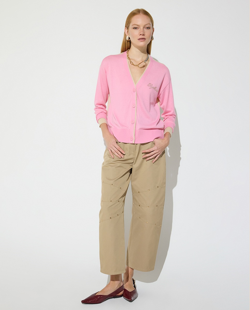 Cardigan Bicolor com Detalhes Strass Multicolor-5
