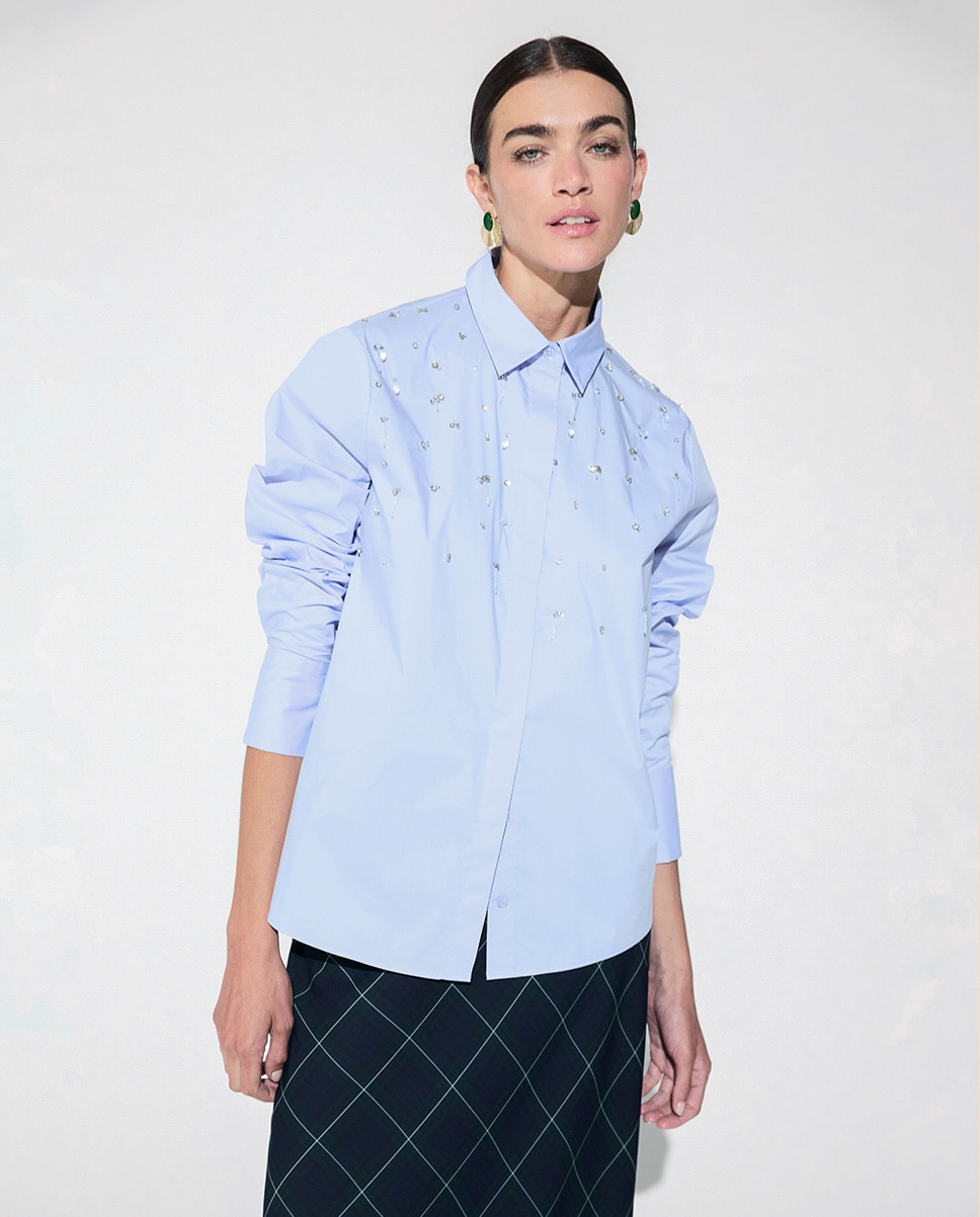 Imagem 0 de Camisa Popelina com Detalhe de Pedraria All Over