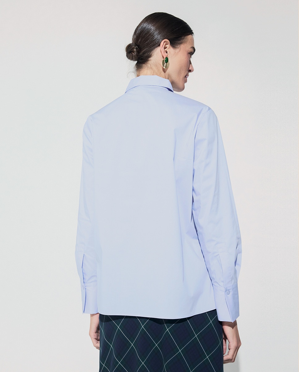 Camisa Popelina com Detalhe de Pedraria All Over Azul-claro-3