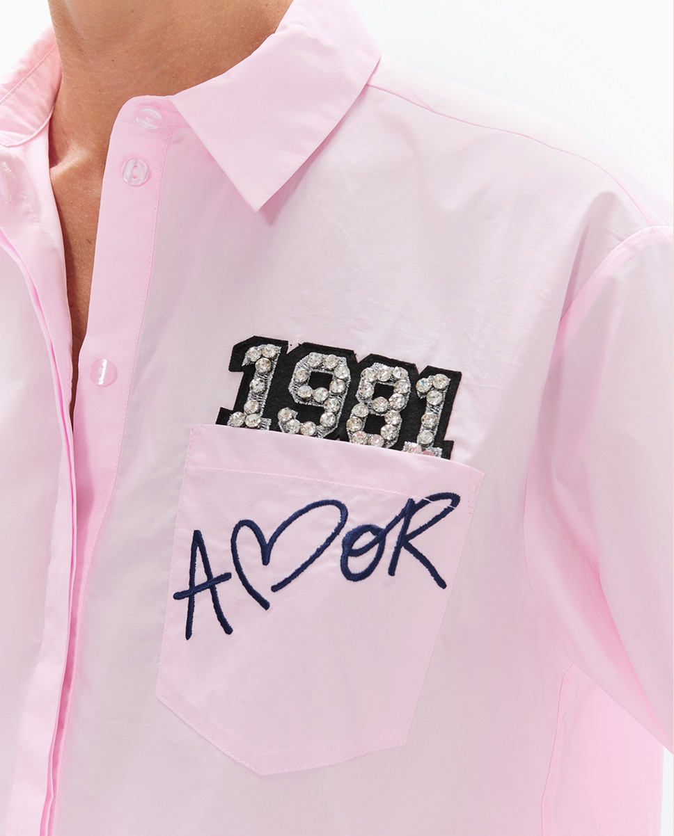 Camisa Popelina com Detalhes e Patches Rosa-claro-3