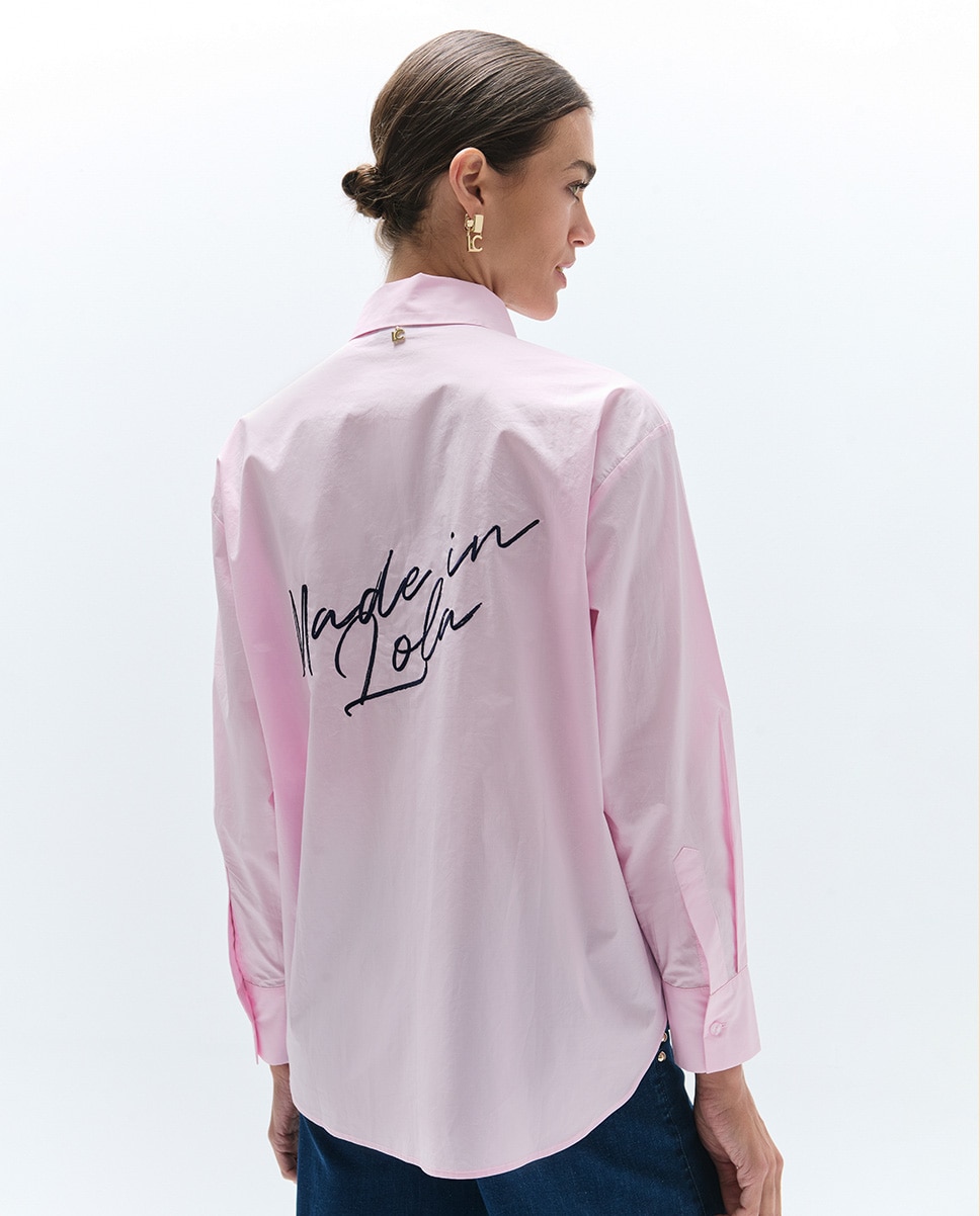 Camisa Popelina com Detalhes e Patches Rosa-claro-5