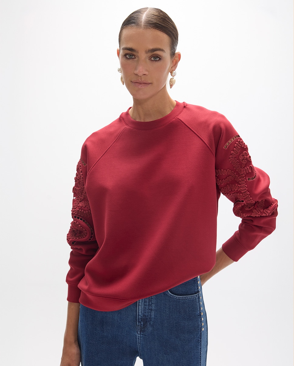 Imagem 0 de Sweatshirt de Manga Raglan com Bordado de Flores