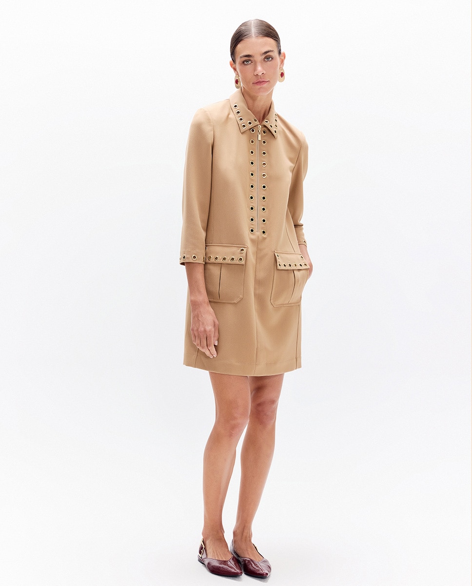 Imagem 0 de Vestido Curto Eyelets com Fecho Zip