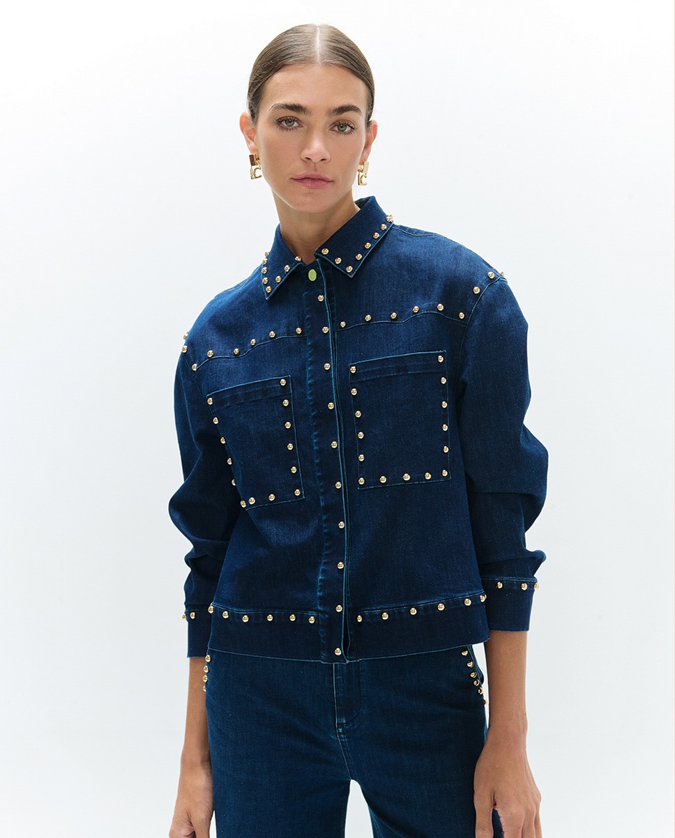 Imagem 0 de Blusão Denim com Tachas