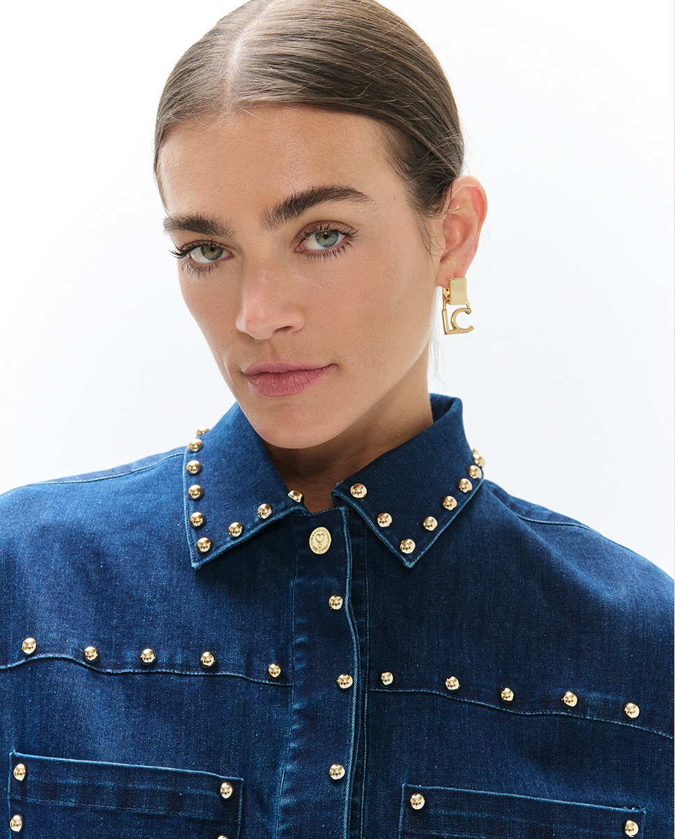 Blusão Denim com Tachas Azul denim-2