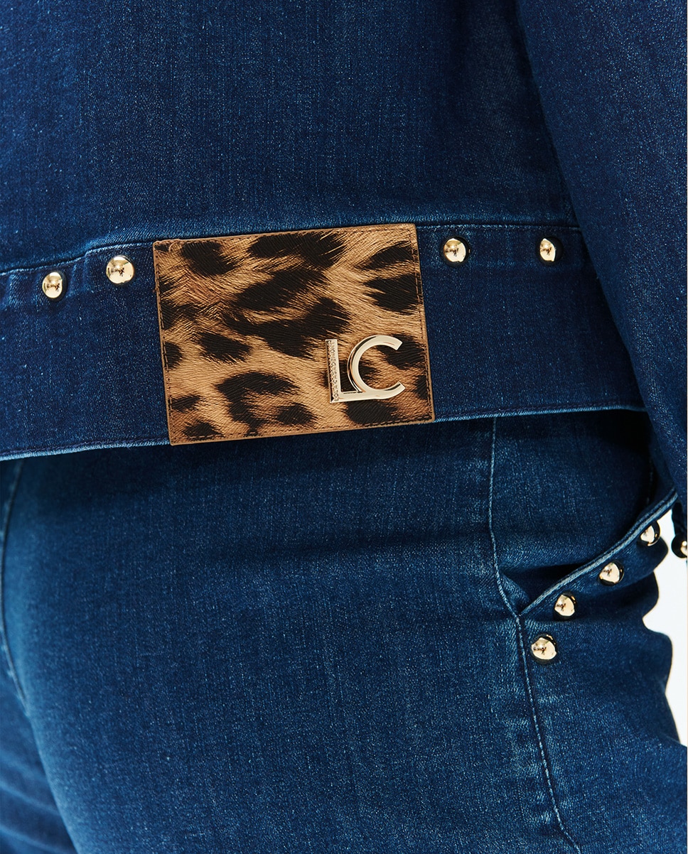 Blusão Denim com Tachas Azul denim-3