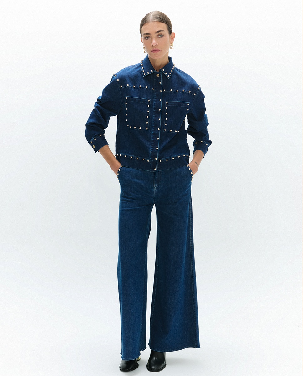 Blusão Denim com Tachas Azul denim-5