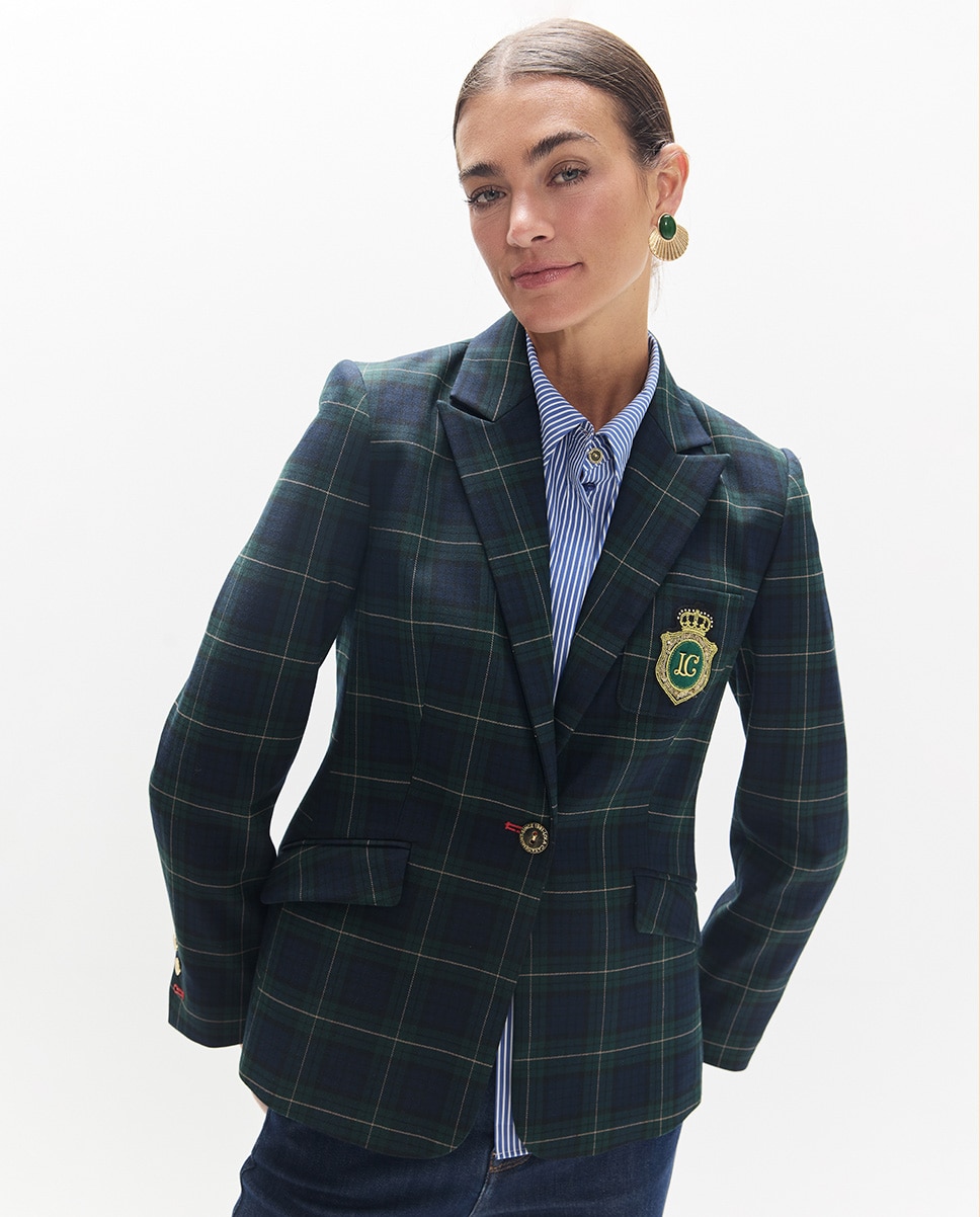 Imagem 0 de Blazer Aos Quadrados Escoceses com Escudo