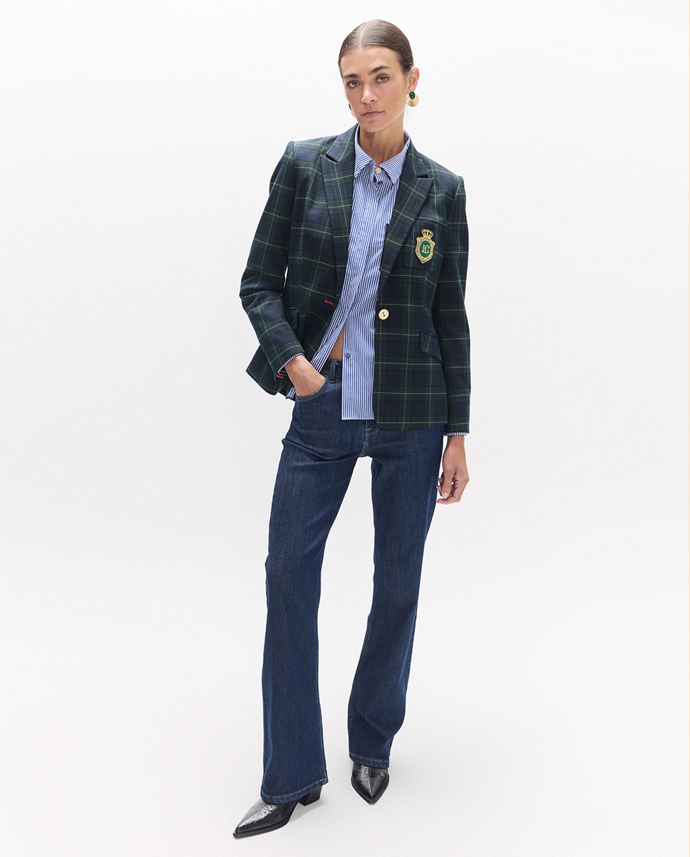 Blazer Aos Quadrados Escoceses com Escudo Azul-marinho / Verde-4
