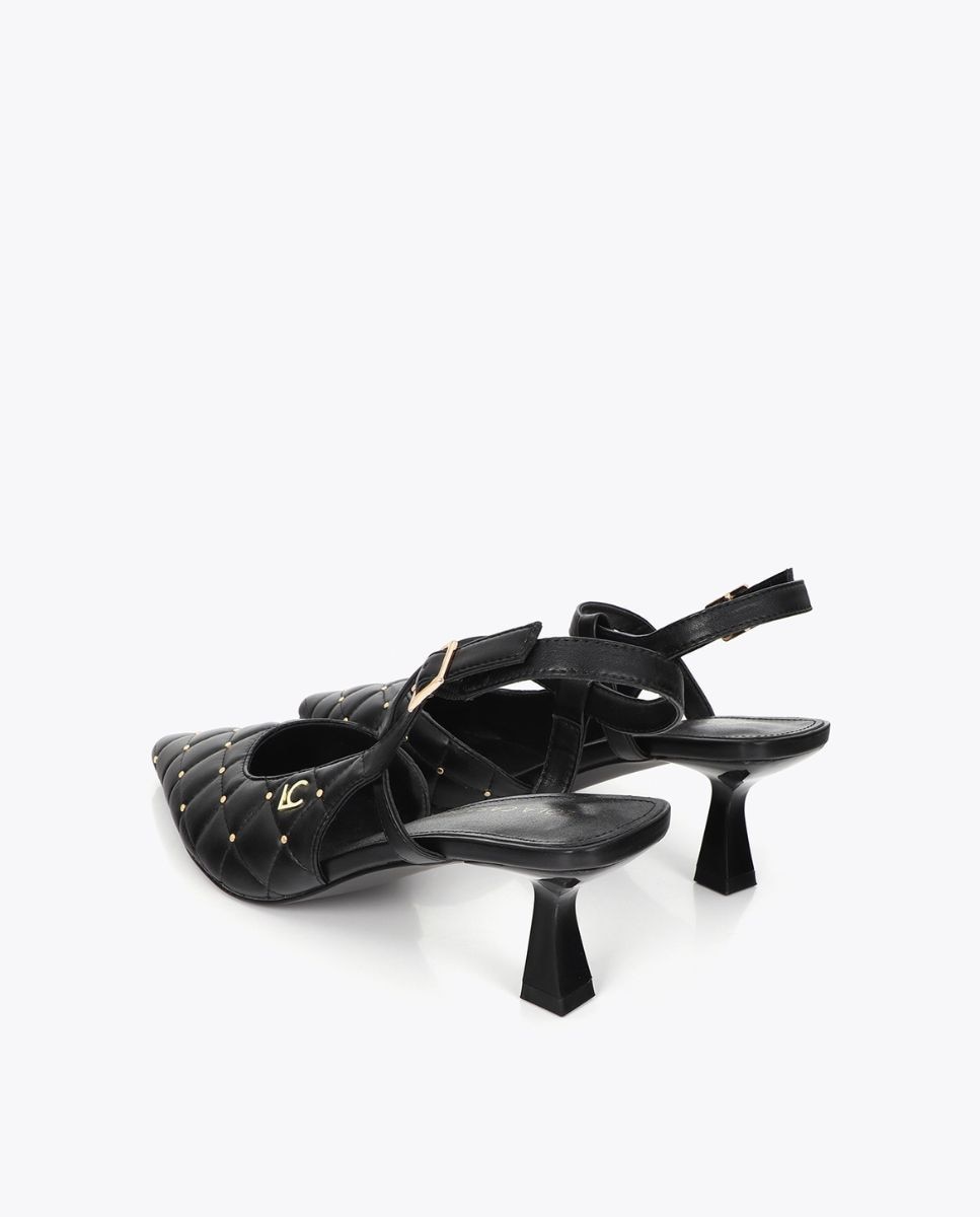 Sapatos de Salto Stiletto com Apliques Tachas Preto-2